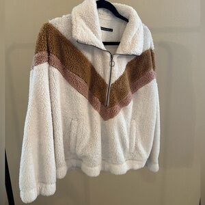 Abercrombie & Fitch Colorblock Sherpa Half-Zip Sweatshirt